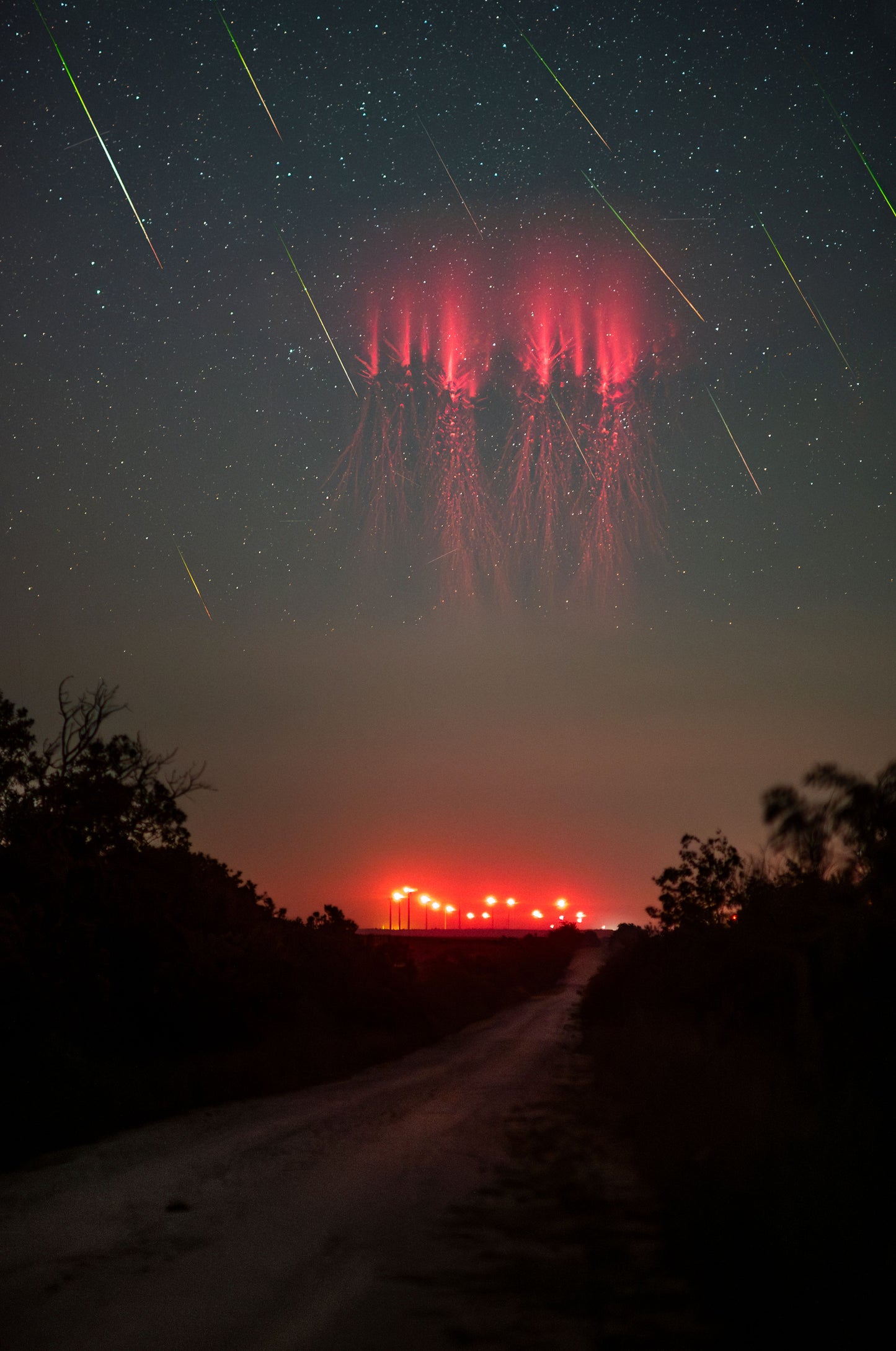 Red sprite jellyfish at the Perseid Meteor shower peak