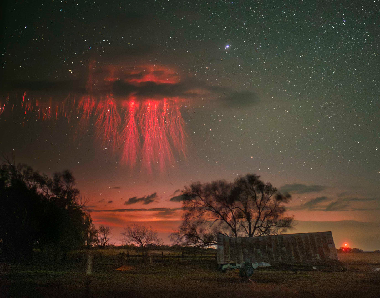 Fall Jellyfish sprite over weather-beaten yard site