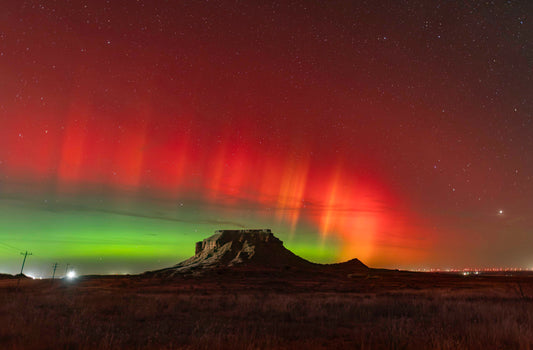 Orange Aurora arch in Oklahoma